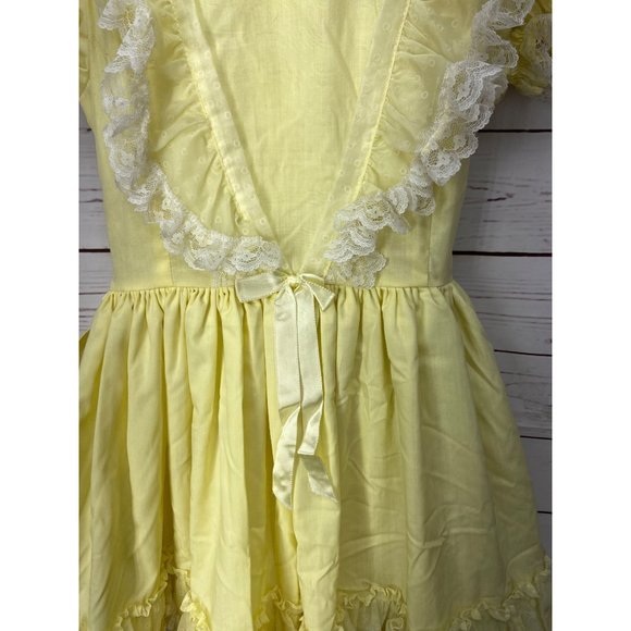 Vintage Better Made by Betty Oden Heirloom Yellow 6 Ruffle Lace Tulle Pageant Dr - Picture 5 of 11